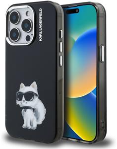 Karl Lagerfeld IML Aquarelle Choupette kryt pre iPhone 15 Pro, čierny