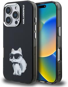 Karl Lagerfeld IML Aquarelle Choupette kryt pre iPhone 16 Pro, čierny