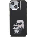 Karl Lagerfeld IML Aquarelle Karl and Choupette kryt pre iPhone 15, čierny