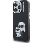 Karl Lagerfeld IML Aquarelle Karl and Choupette kryt pre iPhone 15 Pro, čierny