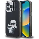 Karl Lagerfeld IML Aquarelle Karl and Choupette kryt pre iPhone 15 Pro Max, čierny