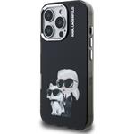 Karl Lagerfeld IML Aquarelle Karl and Choupette kryt pre iPhone 16 Pro Max, čierny