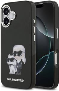 Karl Lagerfeld IML Aquarelle Karl and Choupette kryt pre iPhone 17, čierny