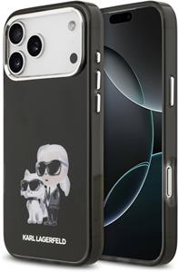 Karl Lagerfeld IML Aquarelle Karl and Choupette kryt pre iPhone 17 Pro Max, čierny