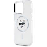 Karl Lagerfeld IML Choupette Head Metal Frame MagSafe kryt pre iPhone 14 Pro Max, transparentný