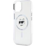 Karl Lagerfeld IML Choupette Head Metal Frame MagSafe kryt pre iPhone 15, transparentný