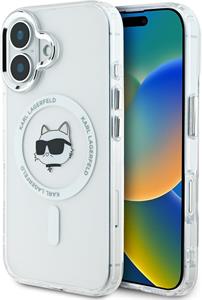 Karl Lagerfeld IML Choupette Head Metal Frame MagSafe kryt pre iPhone 16, transparentný