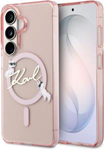 Karl Lagerfeld IML Choupette Karl Script Logo Magnetic kryt pre Samsung Galaxy S26, ružový