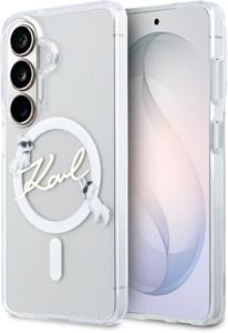 Karl Lagerfeld IML Choupette Karl Script Logo Magnetic kryt pre Samsung Galaxy S26, transparentný