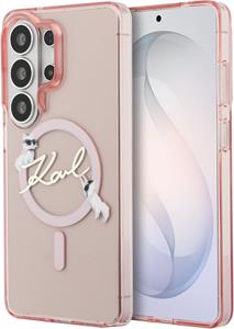 Karl Lagerfeld IML Choupette Karl Script Logo Magnetic kryt pre Samsung Galaxy S26 Ultra, ružový