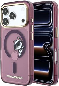 Karl Lagerfeld IML Choupette Peekaboo Magsafe kryt pre iPhone 18 Pro, Burgundy