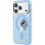 Karl Lagerfeld IML Choupette Peekaboo Magsafe kryt pre iPhone 18 Pro, modrý