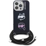 Karl Lagerfeld IML Crossbody K&CH Heads kryt pre iPhone 16 Pro, čierny