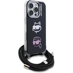 Karl Lagerfeld IML Crossbody K&CH Heads kryt pre iPhone 16 Pro, čierny