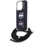 Karl Lagerfeld IML Crossbody K&CH Heads kryt pre iPhone 16 Pro, čierny