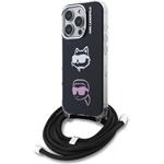 Karl Lagerfeld IML Crossbody K&CH Heads kryt pre iPhone 16 Pro, čierny