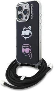 Karl Lagerfeld IML Crossbody K&CH Heads kryt pre iPhone 16 Pro, čierny