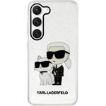 Karl Lagerfeld IML Glitter Karl a Choupette NFT kryt pre Samsung Galaxy S23, transparentný