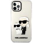 Karl Lagerfeld IML Glitter Karl a Choupette NFT zadný kryt pre iPhone 12/12 Pro, transparentný