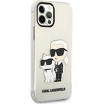 Karl Lagerfeld IML Glitter Karl a Choupette NFT zadný kryt pre iPhone 12/12 Pro, transparentný