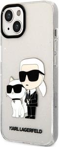 Karl Lagerfeld IML Glitter Karl a Choupette NFT zadný kryt pre iPhone 13, transparentný