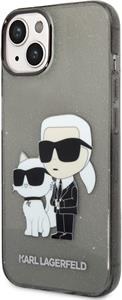 Karl Lagerfeld IML Glitter Karl a Choupette NFT zadný kryt pre iPhone 14 Plus, čierny