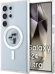Karl Lagerfeld IML Glitter Karl and Choupette MagSafe kryt pre Samsung Galaxy S24 Ultra, transparentný