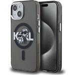 Karl Lagerfeld IML Glitter Karl and Choupette Sketch MagSafe kryt pre iPhone 15, čierny