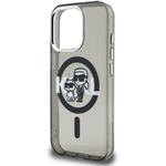 Karl Lagerfeld IML Glitter Karl and Choupette Sketch MagSafe kryt pre iPhone 15 Pro, čierny