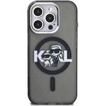 Karl Lagerfeld IML Glitter Karl and Choupette Sketch MagSafe kryt pre iPhone 15 Pro Max, čierny