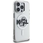 Karl Lagerfeld IML Glitter Karl and Choupette Sketch MagSafe kryt pre iPhone 15 Pro Max, transparentný