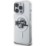 Karl Lagerfeld IML Glitter Karl and Choupette Sketch MagSafe kryt pre iPhone 15 Pro, transparentný