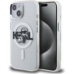 Karl Lagerfeld IML Glitter Karl and Choupette Sketch MagSafe kryt pre iPhone 15, transparentný