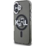 Karl Lagerfeld IML Glitter Karl and Choupette Sketch MagSafe kryt pre iPhone 16, čierny