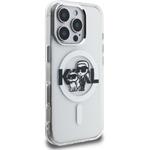 Karl Lagerfeld IML Glitter Karl and Choupette Sketch MagSafe kryt pre iPhone 16 Pro, transparentný