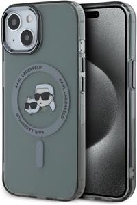 Karl Lagerfeld IML K&CH Heads Metal Frame MagSafe kryt pre iPhone 15, čierny