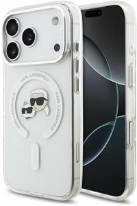 Karl Lagerfeld IML K&CH Heads Metal Frame MagSafe kryt pre iPhone 18 Pro, biely