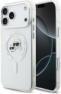 Karl Lagerfeld IML K&CH Heads Metal Frame MagSafe kryt pre iPhone 18 Pro Max, biely
