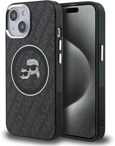 Karl Lagerfeld IML K&CH Heads Repeated Logo MagSafe kryt pre iPhone 15, čierny