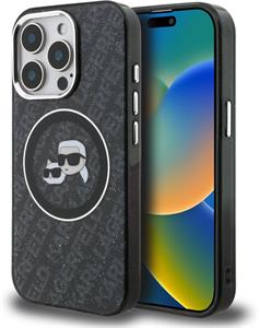 Karl Lagerfeld IML K&CH Heads Repeated Logo MagSafe kryt pre iPhone 15 Pro Max, čierny