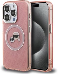 Karl Lagerfeld IML K&CH Heads Repeated Logo MagSafe kryt pre iPhone 15 Pro, ružový