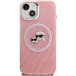 Karl Lagerfeld IML K&CH Heads Repeated Logo MagSafe kryt pre iPhone 15, ružový