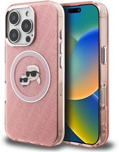 Karl Lagerfeld IML K&CH Heads Repeated Logo MagSafe kryt pre iPhone 16 Pro Max, ružový