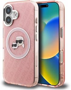 Karl Lagerfeld IML K&CH Heads Repeated Logo MagSafe kryt pre iPhone 16, ružový