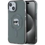 Karl Lagerfeld IML Karl Head Metal Frame MagSafe kryt pre iPhone 15, čierny
