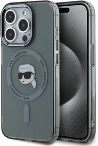 Karl Lagerfeld IML Karl Head Metal Frame MagSafe kryt pre iPhone 15 Pro, čierny