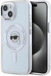 Karl Lagerfeld IML Karl Head Metal Frame MagSafe kryt pre iPhone 15, transparentný