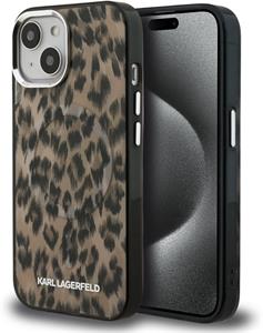 Karl Lagerfeld IML Leopard MagSafe kryt pre iPhone 15, hnedý