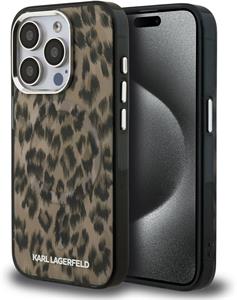 Karl Lagerfeld IML Leopard MagSafe kryt pre iPhone 15 Pro, hnedý
