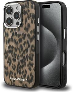 Karl Lagerfeld IML Leopard MagSafe kryt pre iPhone 16 Pro, hnedý